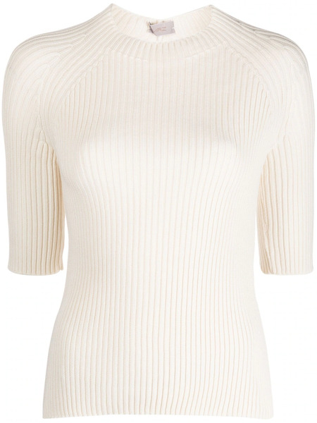  Mrz Three-quarter Sleeve Ribbed Knitted Top - Neutrals 