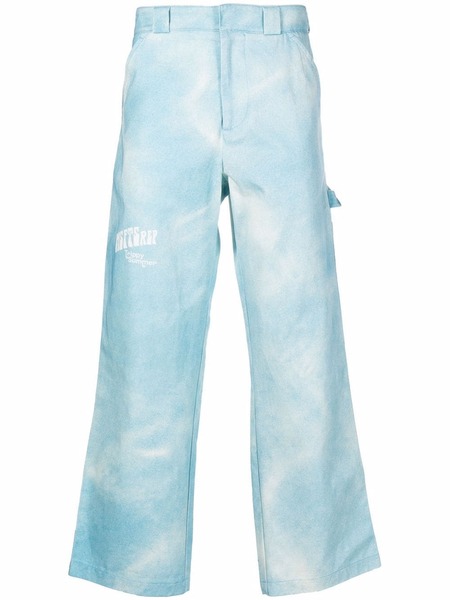  Msftsrep Acid-wash Flared Trousers - Blue 