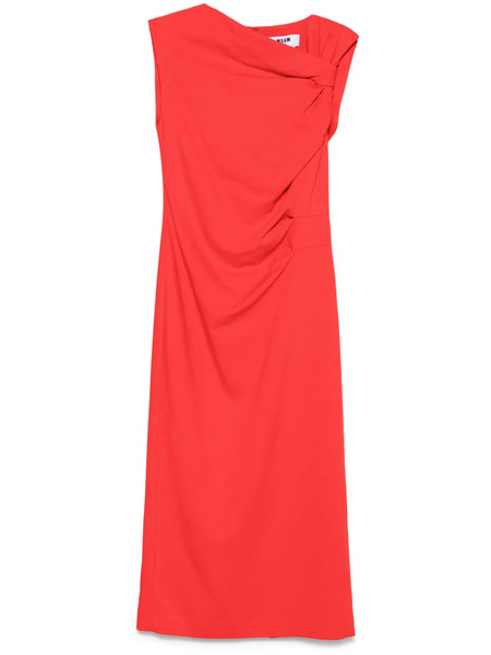  Msgm Asymmetric Midi Dress - Red 