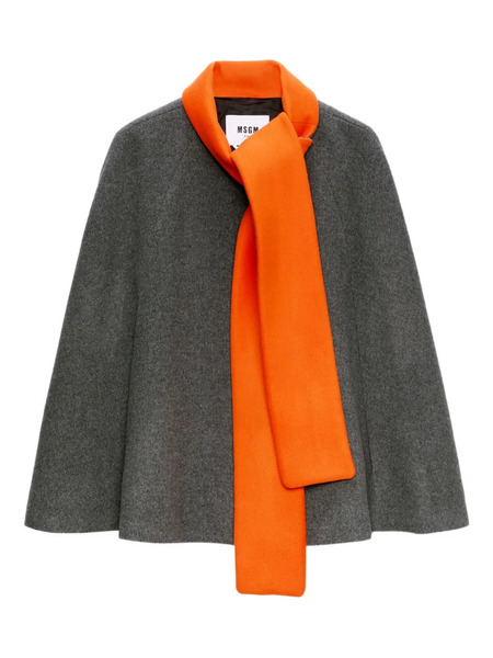  Msgm Attached-scarf Cape - Grey 