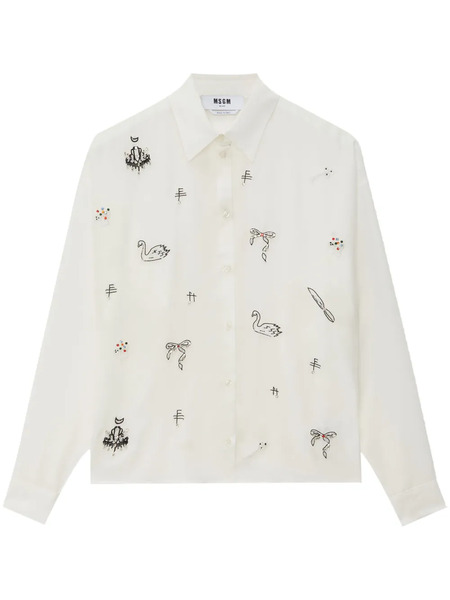  Msgm Beaded Button-up Shirt - White 
