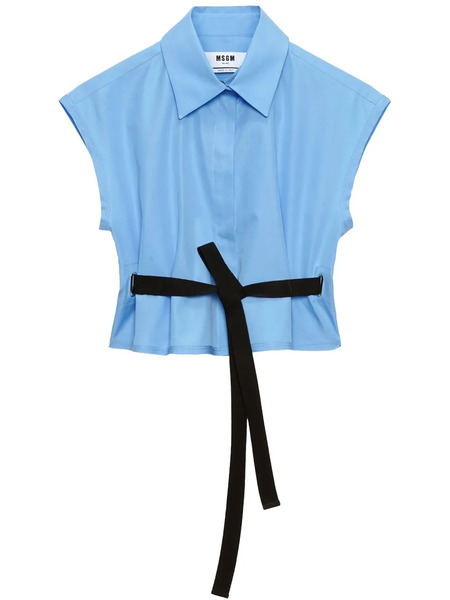  Msgm Belted Blouse - Blue 