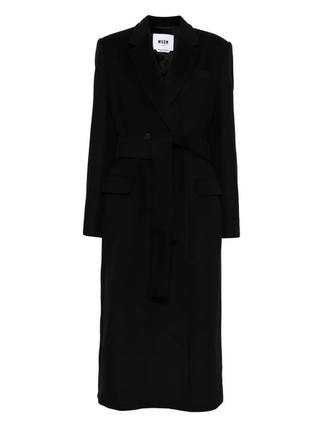  Msgm Belted Notched Coat - Black 