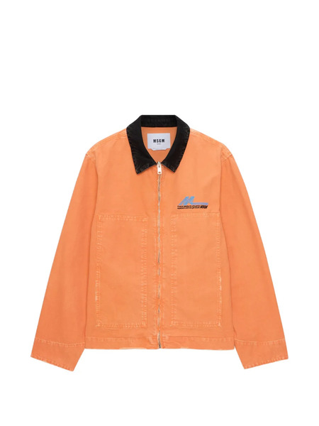  Msgm Black-collar Denim Jacket - Orange 