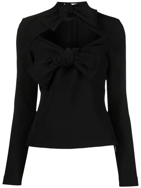  Msgm Bow-detail Long-sleeve Top - Black 
