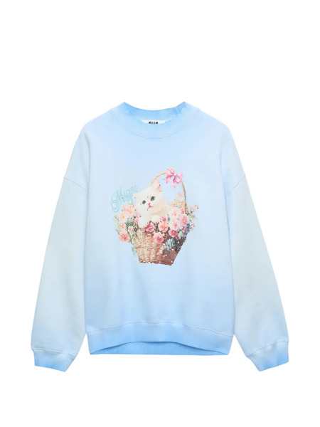  Msgm Cat-print Sweatshirt - Blue 