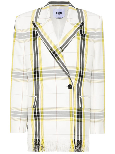  Msgm Check-pattern Double-breasted Blazer - White 