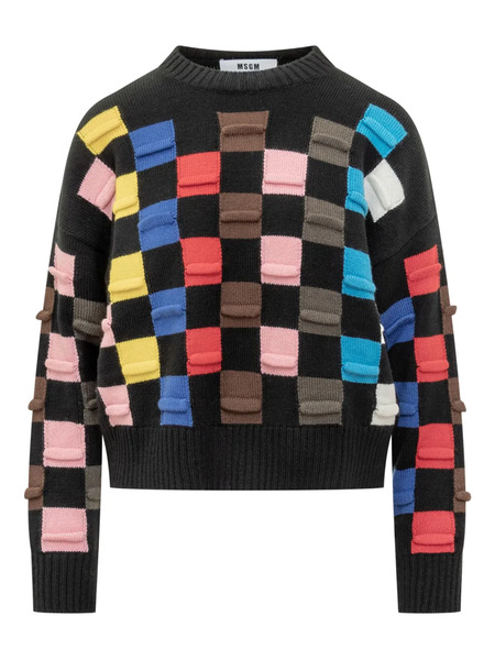  Msgm Check-pattern Sweater - Black 