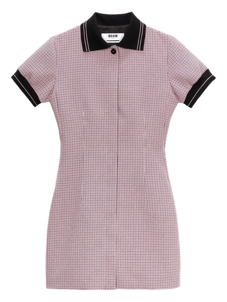  Msgm Check-print Mini Dress - Pink 