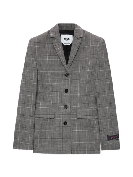  Msgm Checked Blazer - Grey 
