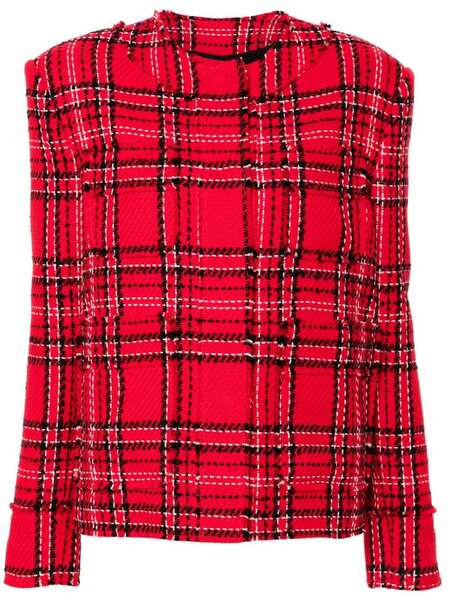  Msgm Checked Tweed Jacket - Red 