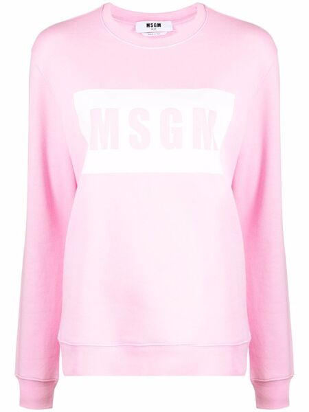  Msgm Crew Neck Logo-print Sweatshirt - Pink 