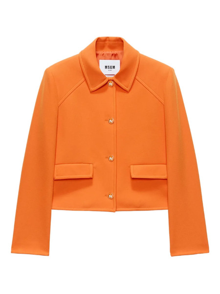  Msgm Cropped Fitted Jacket - Orange 