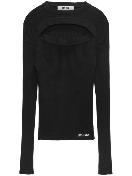  Msgm Cut Out Knitted Top - Black 