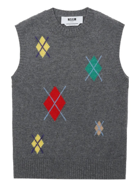  Msgm Diamond-pattern Sleeveless Top - Grey 