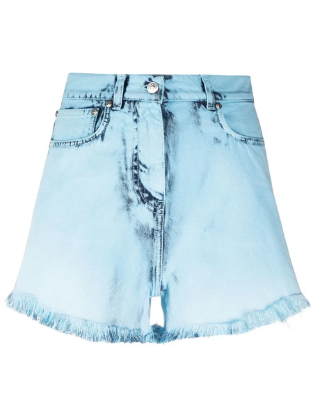  Msgm Distressed-effect Denim Shorts - Blue 