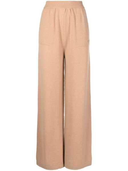  Msgm Embroidered-logo Knit Trousers - Brown 
