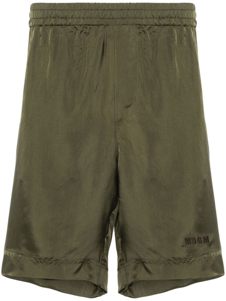  Msgm Embroidered-logo Track Shorts - Green 