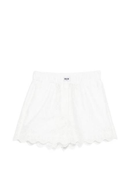  Msgm Eyelet Scalloped Shorts - White 
