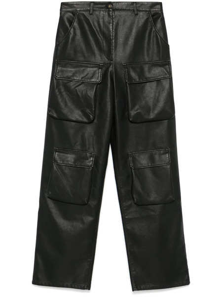  Msgm Faux-leather Cargo Pants - Black 