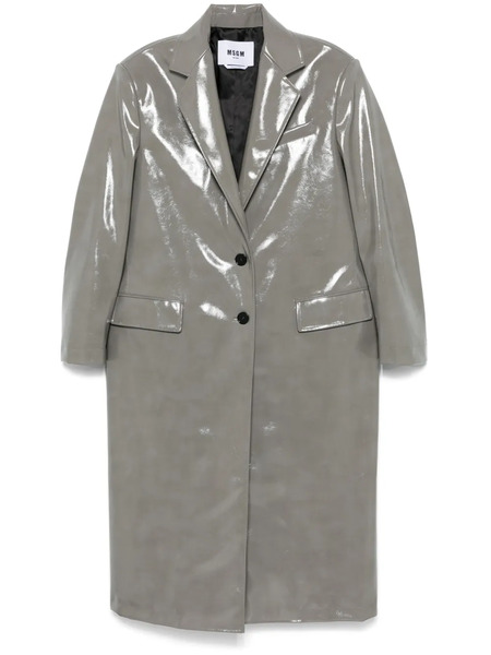  Msgm Faux-leather Coat - Grey 