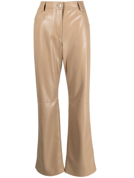  Msgm Faux-leather Straight-leg Trousers - Neutrals 