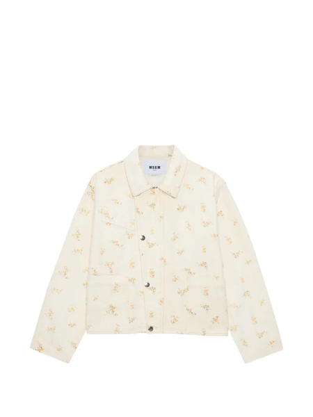  Msgm Floral Denim Jacket - Neutrals 