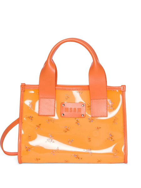  Msgm Floral Handle Tote Bag - Orange 