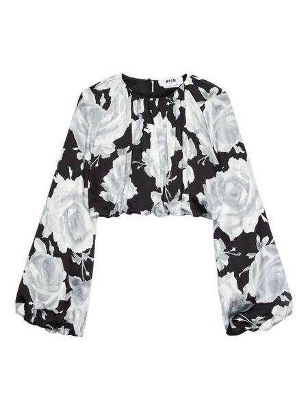  Msgm Floral Long-sleeve Blouse - Black 