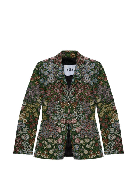  Msgm Floral-pattern Single-breasted Blazer - Green 