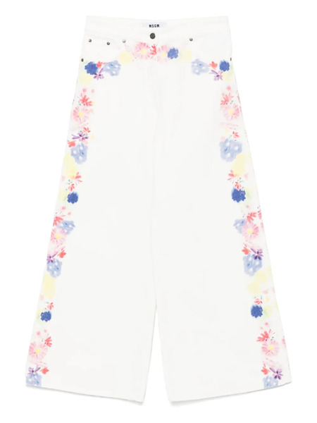  Msgm Floral-print Jeans - White 