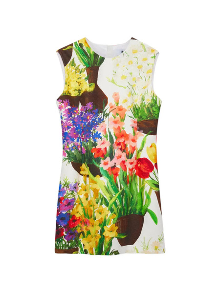  Msgm Floral-print Mini Dress - White 