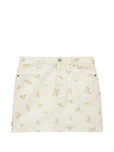  Msgm Floral-print Mini Skirt - Neutrals 