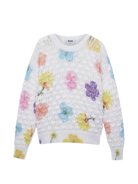  Msgm Floral Sweater - White 