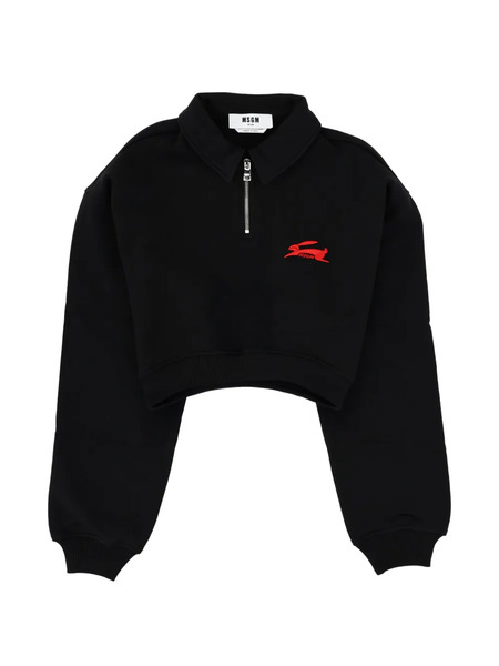  Msgm Follow The Rabbit Half-zip Sweatshirt - Black 