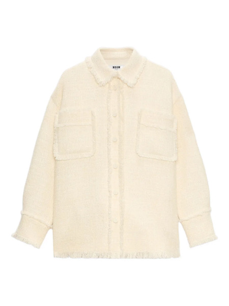  Msgm Frayed-edge Shirt - Neutrals 