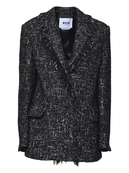  Msgm Fringed Blazer - Black 