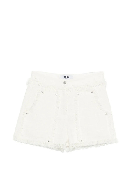  Msgm Fringed-detail Pocket Shorts - White 