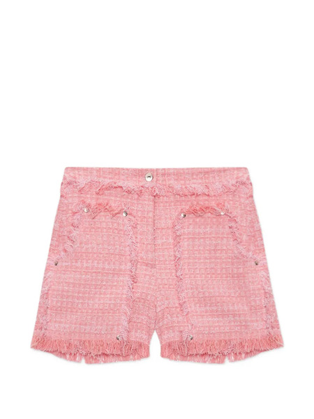  Msgm Fringed-hem Shorts - Pink 