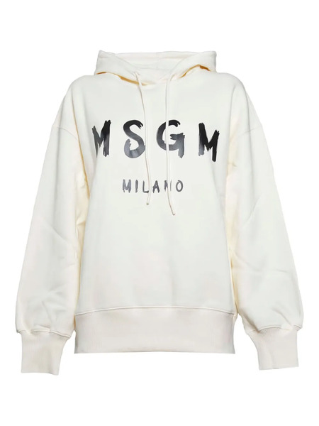  Msgm Graphic-logo Hoodie - Neutrals 