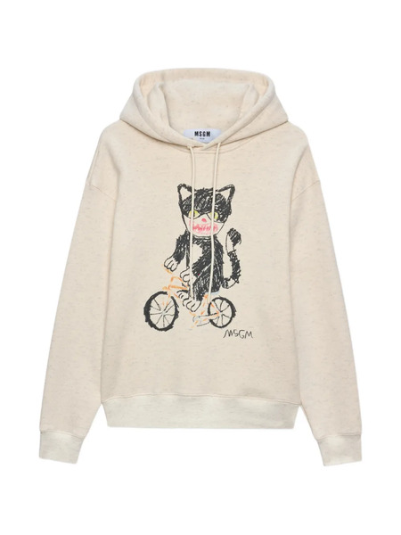  Msgm Graphic-print Hoodie - Neutrals 