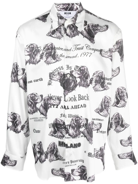  Msgm Graphic-print Long-sleeve Shirt - White 