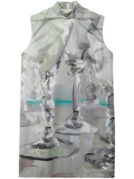  Msgm Graphic-print Mini Dress - Grey 