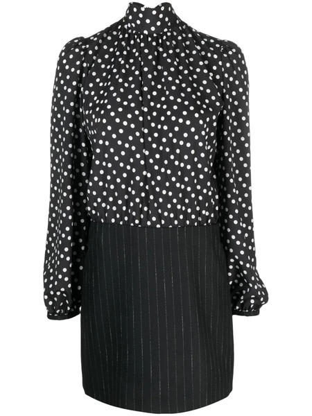  Msgm Hybrid Polka-dot Mini Dress - Black 