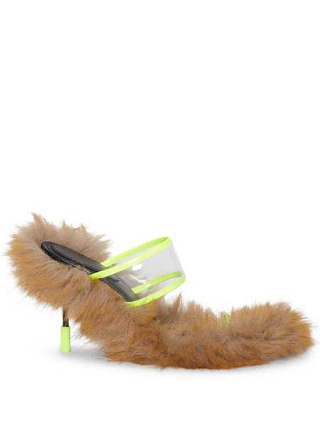  Msgm Iconic Faux-fur Heeled Sandals - Brown 