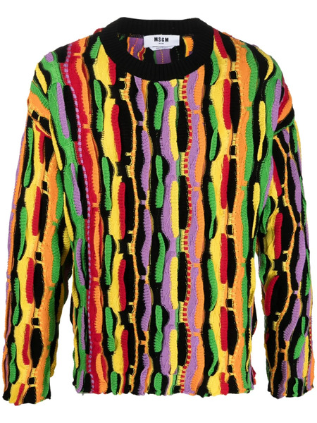  Msgm Jacquard Cotton Jumper - Black 