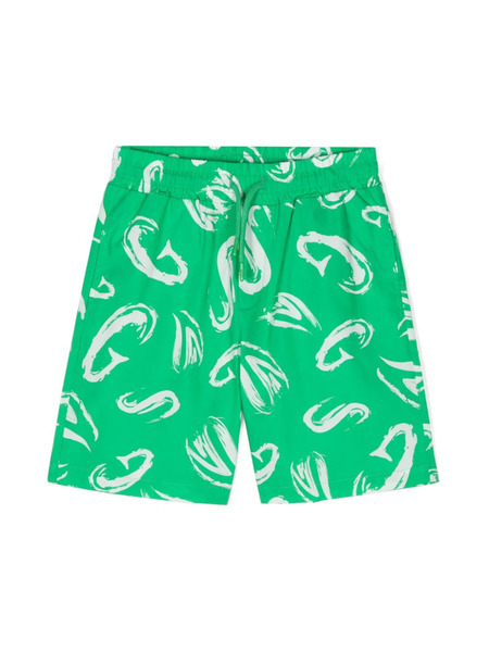  Msgm Kids Abstract-print Bermuda Shorts - Green 
