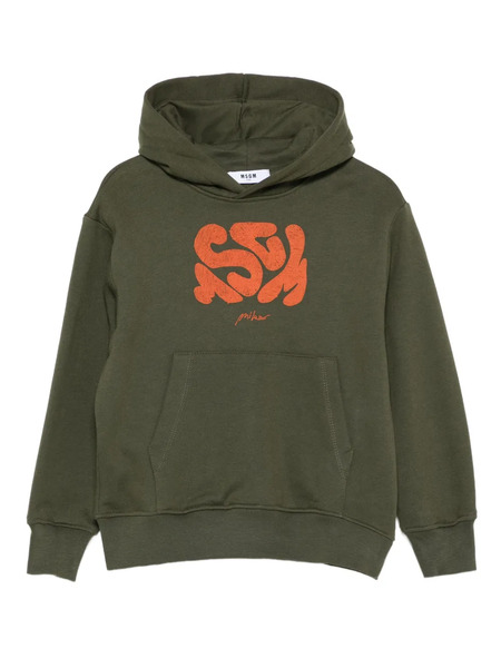  Msgm Kids Abstract-print Hooded Top - Green 