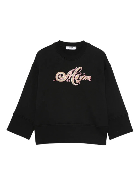  Msgm Kids Beaded-embellished Sweatshirt - Black 