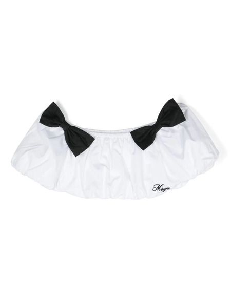  Msgm Kids Bow-detailing Cropped Top - White 